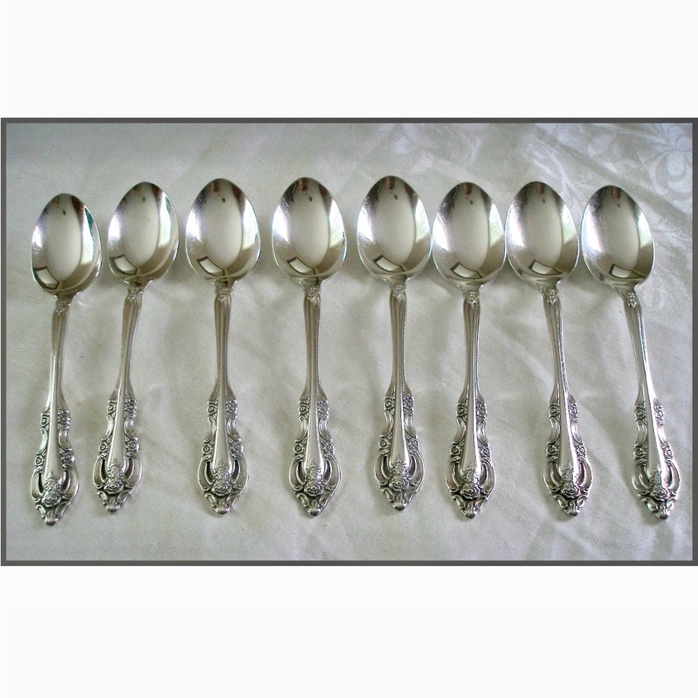 Vintage Community Silver Plate Teaspoon Set Of 8 ‘Artistry’ Pattern